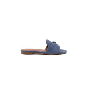 Loro Piana Summer Charms Mule in Blue Suede