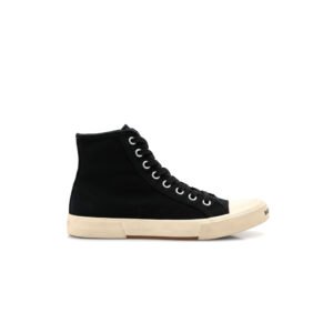 Balenciaga High-Top Canvas Sneakers – Black / Cream Sole