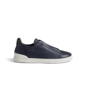 Zegna Navy Blue Deerskin Triple Stitch™ Sneakers
