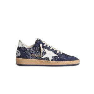 Golden Goose Ball Star in Blue with leather star and metallic leather heel tab