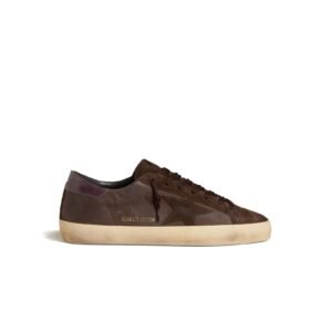 Golden Goose Super-Star LTD in brown nubuck with suede star and purple leather heel tab