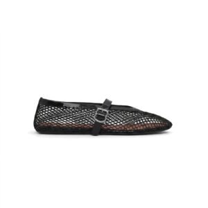 Alaïa Fishnet Mary Jane Ballet Flats – Black