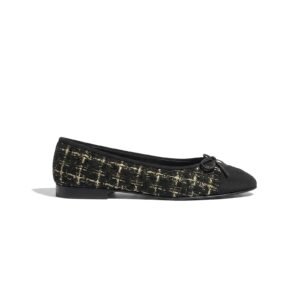 Chanel Classic Ballerinas – Black & Gold Tweed