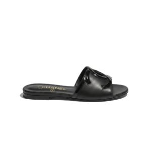 Chanel CC Logo Flat Mules – Black