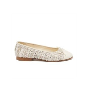 Chanel Classic Ballerinas – White Tweed & Ivory